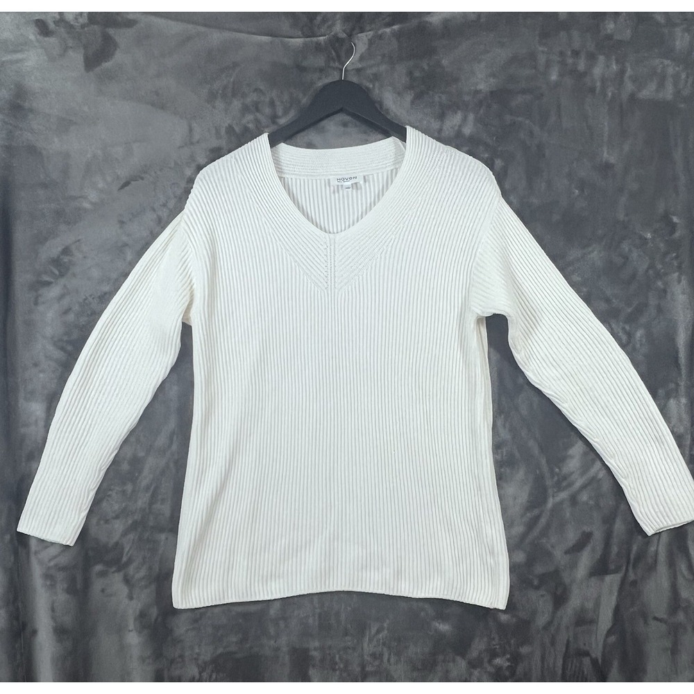 Cashmere  Cotton sweater Small Ribbed V-Neck Tunic Womens